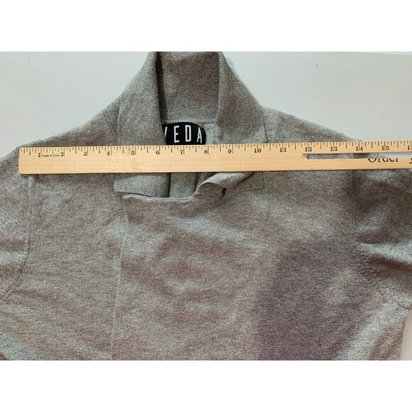 Veda Womens P Cardigan Sweater Duster Long Tie Waist Silver Metallic Long Sleeve - Picture 10 of 12